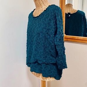 Noblu Puckered Cotton Top Teal XS